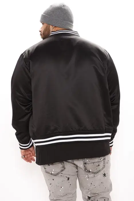 
Custom logo wholesale blank plain black bomber baseball jacket for men 