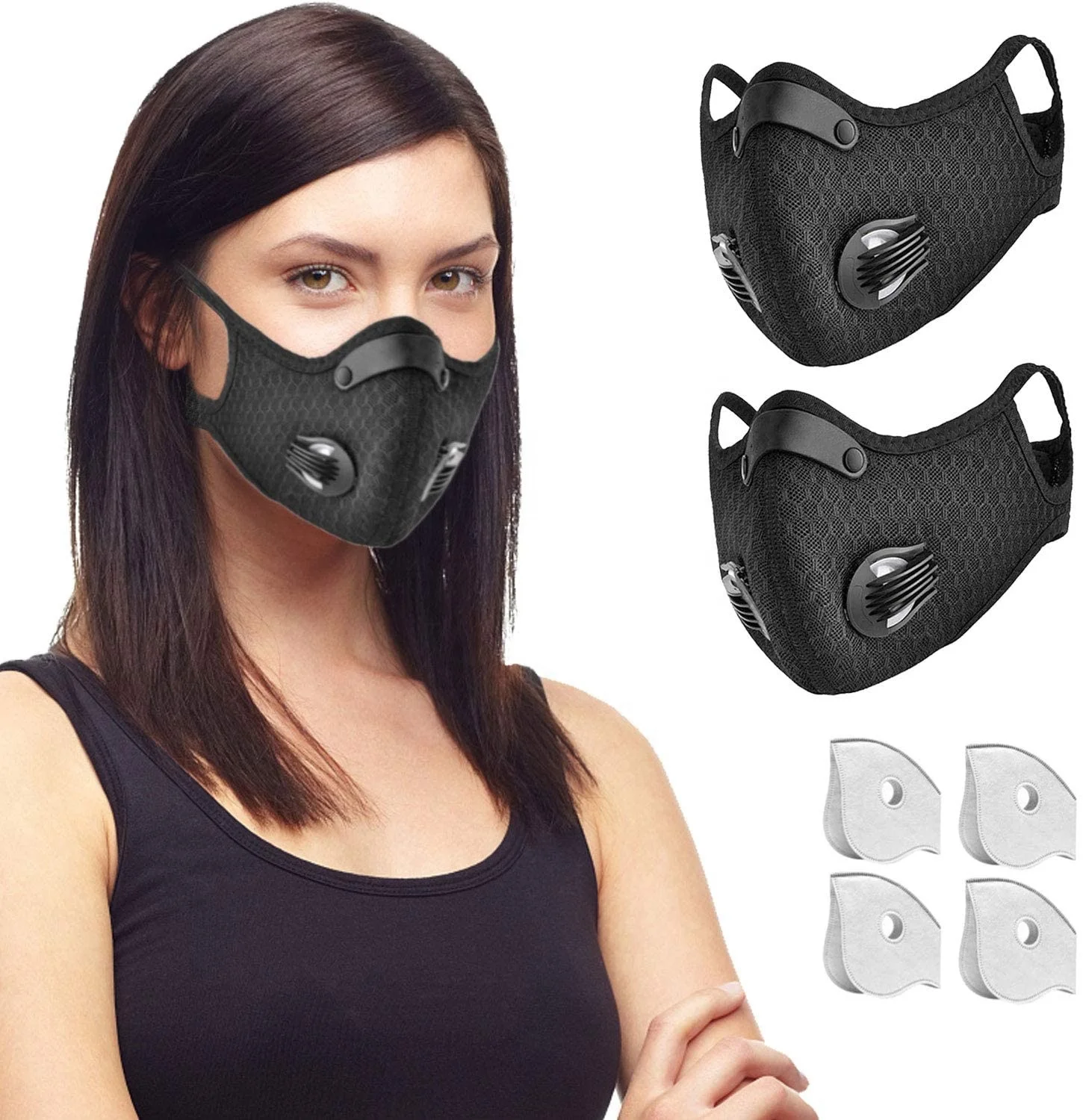 High Quality Sport Dust Mask with exhalation valves filter breathable mask reusable dust mask suitable for running cycling out