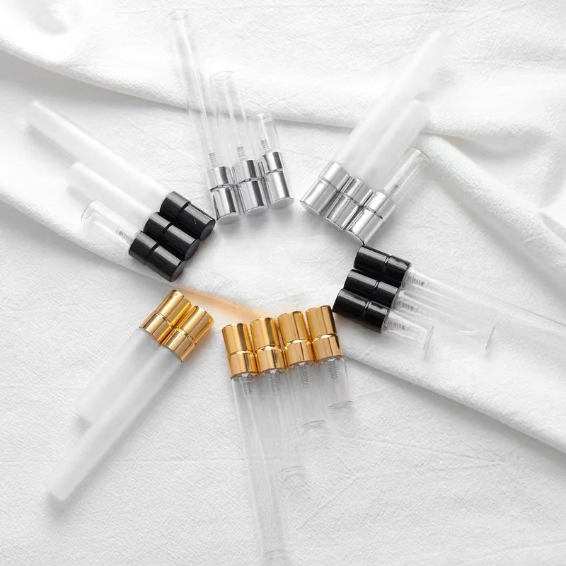 Mini clear round tester perfume sample glass vial sprayer tube bottle 2ml 3ml 5ml 10ml