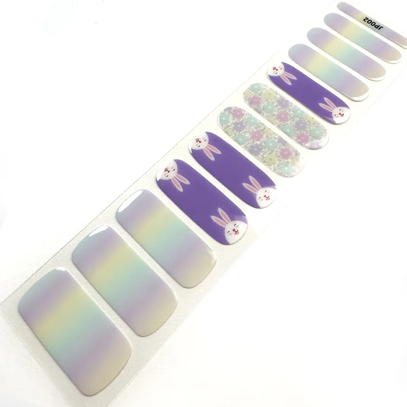 Hot Selling Glossy Comfortable Durable Easter Gel Nail Strips Korean Semi Cured Gel Nail Stickers