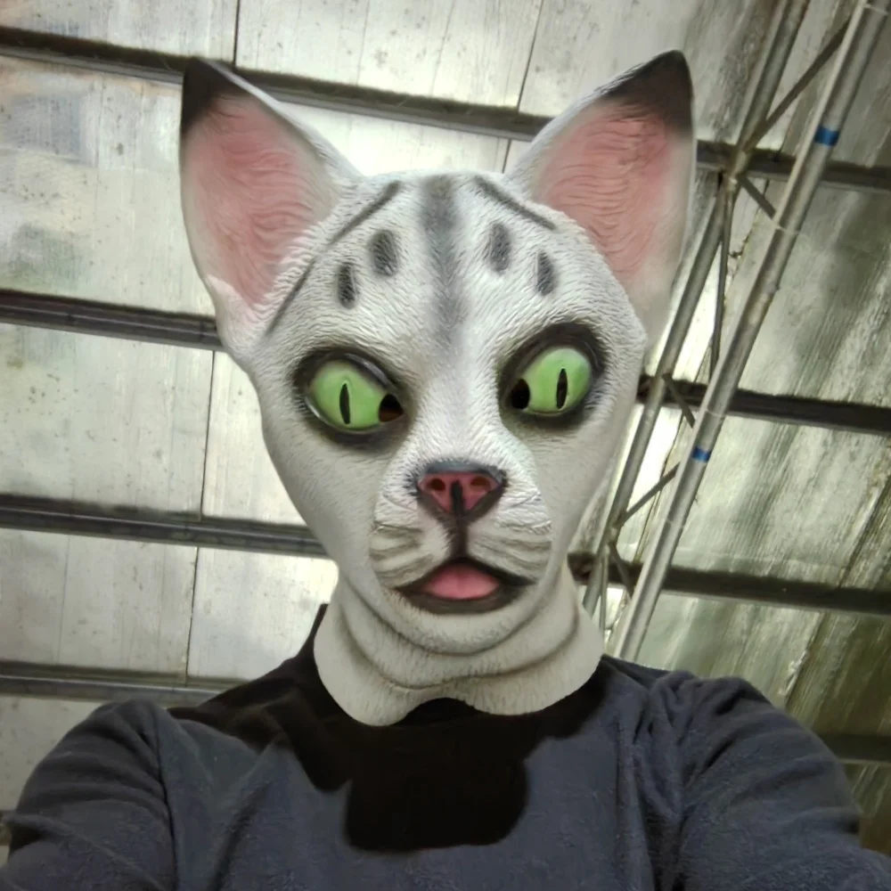 1pc Funny Halloween Animal Latex Masks Cat Full Face Mask Adult Head Cosplay Costume Halloween Props Masquerade Party Mask