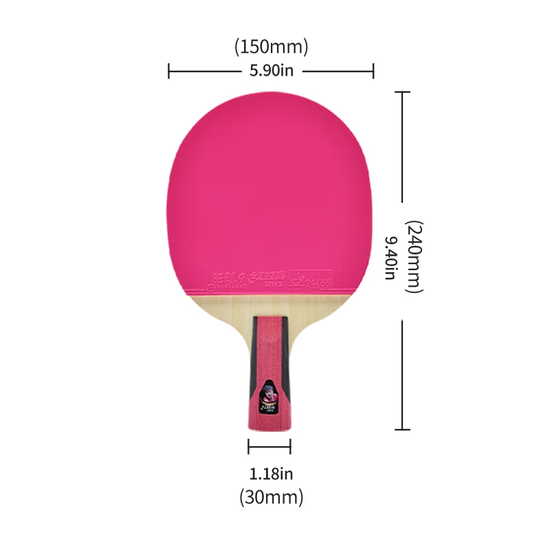 Red Double Happiness 6-Star Professional Table Tennis Racket Set Glue Crazy Training Single Racket Rubber Wood ITTF Certified