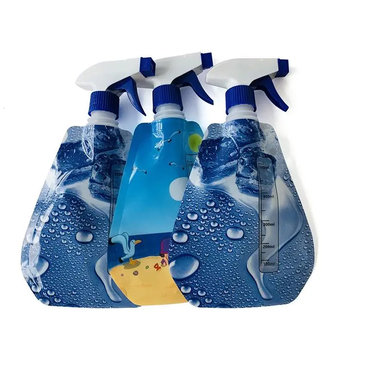 plastic collapsible Stand Up pouch with trigger spray With Sprayer
