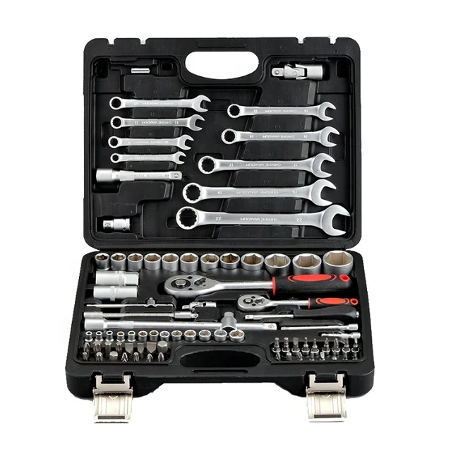 82 PCS Kit Socket Set Mechanical Auto Repair Wrench Hand Tool Set Box With Box
