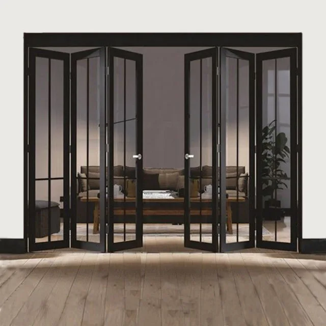 3 Panel Aluminium Folding External Door  Factory Price Minimalist Interior Folding Doors
