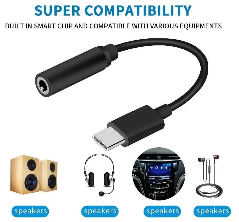 Цифровой аудио кабель с разъемами Usb Type-c и AUX 3 5 мм для Samsung galaxy Huawei Mate