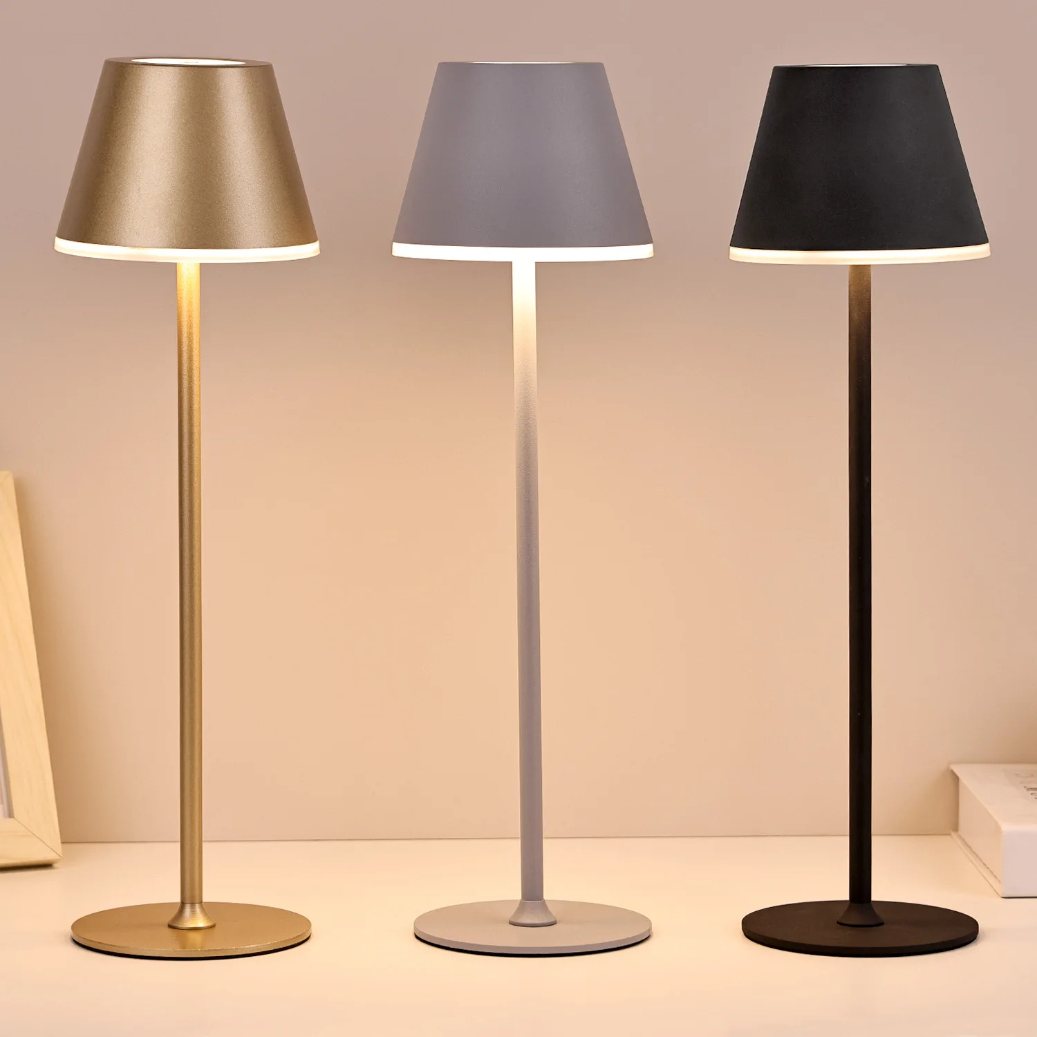 Hot sales modern flexible movable desktops touch dimmer brightness cordless led desk lamp with rechargeable battery