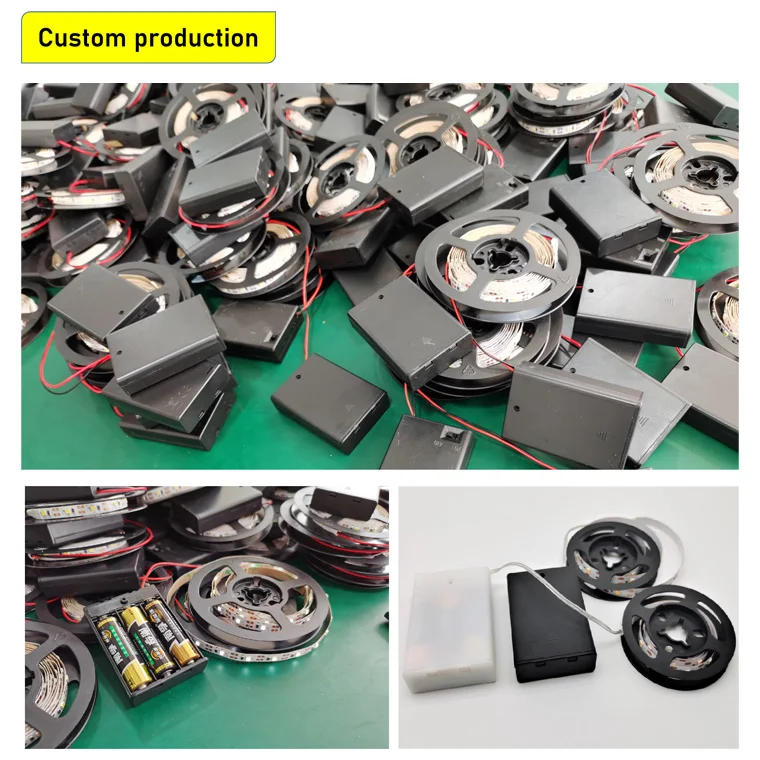 Factory offer battery powered led light strip with battery 5v white warm color lights