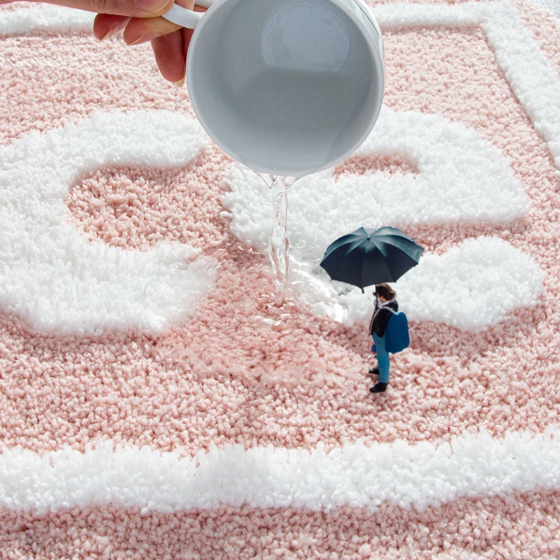 High quality comfort Shaggy Microfiber Bathroom absorbent Mat Non Slip Printed Door Mats washable bath Floor Rug