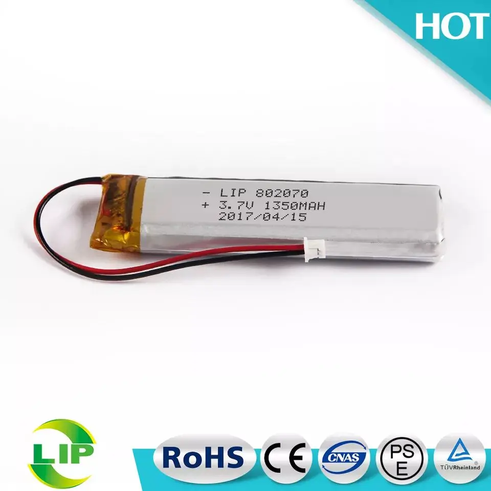 802070 1350mah li-polymer 1300mah Lithium polymer 1200mAh 3.7V rechargeable lipo battery
