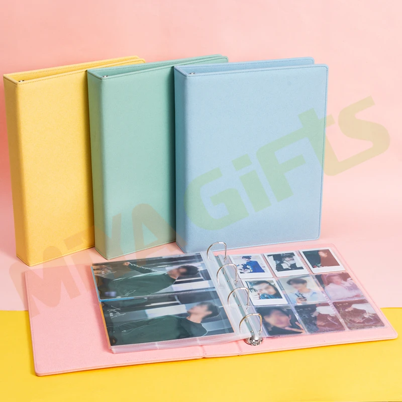 custom pu leather B5 4 ring binder 9 slot mini quote cards photocard collecting photo book album