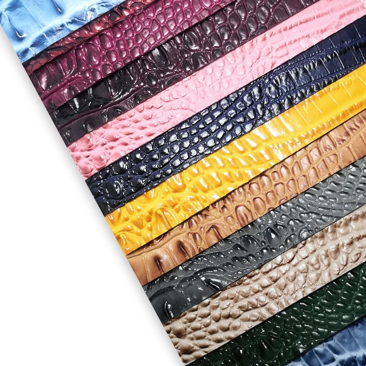 Crocodile  leather patten Glossy PVC leather alligator shiny Recycle DIY pvc artificial synthetic for handbags coat