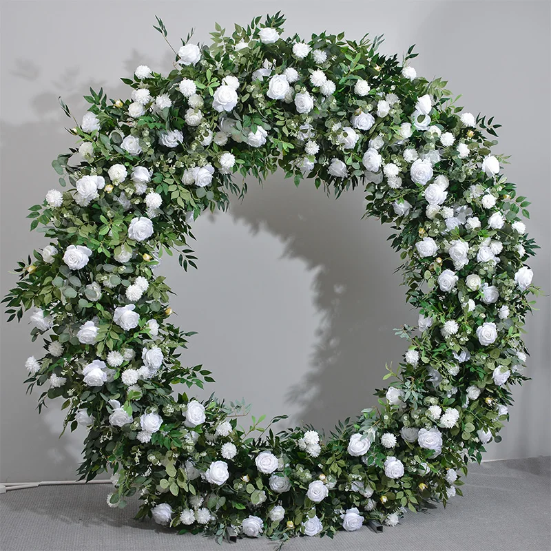 Event Wedding Hall Decoration Flowers Artificial White Rose Flower Stand Ornament Flower Arrangements Wedding Arch Backdrop