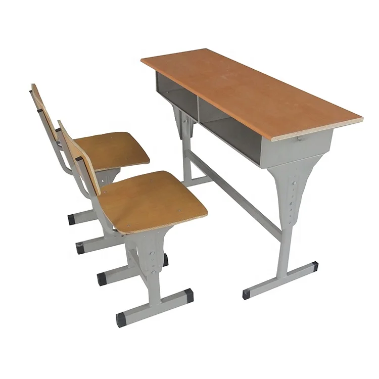 High School University Study Room Classroom Double Seat Table Furniture School Desk And Chair MDF With Melamine Fireproof Board