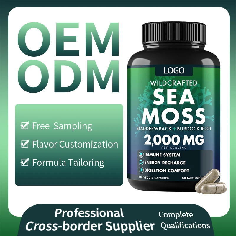 Organic Sea Moss Capsules 3000mg black seed oil Plus Bladderwrack Burdock Root Pure Sea Moss Capsule
