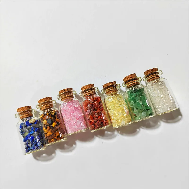 Natural Healing Crystal  Various Mini Chip Tumbled Gemstone Wishing Bottle