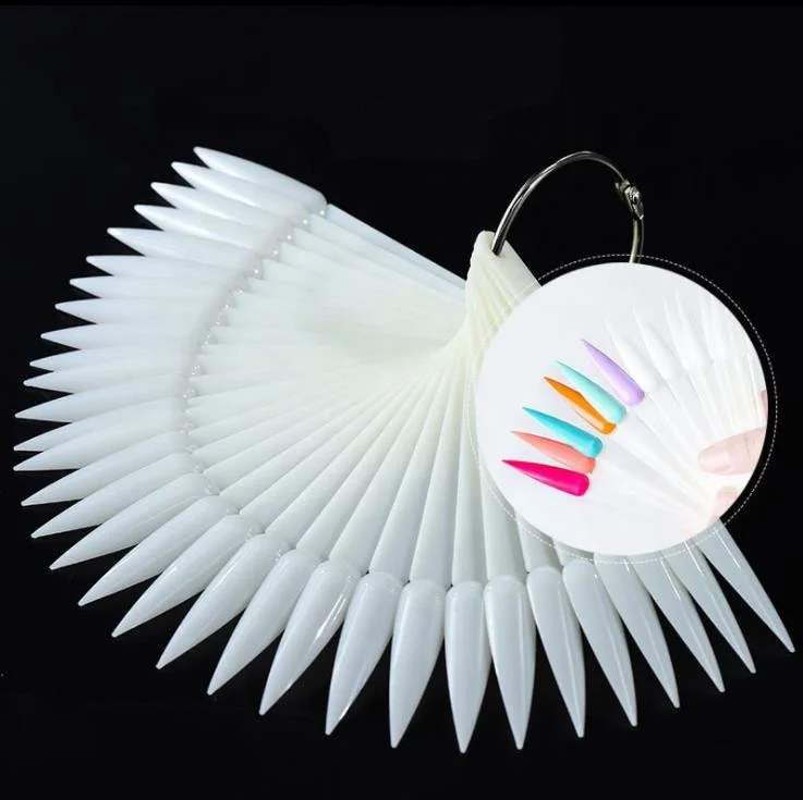 40pcs/bag Nail art Polish Color card Fan Shape Practice Display Showing Card Pointed Sticks Manicure Tool