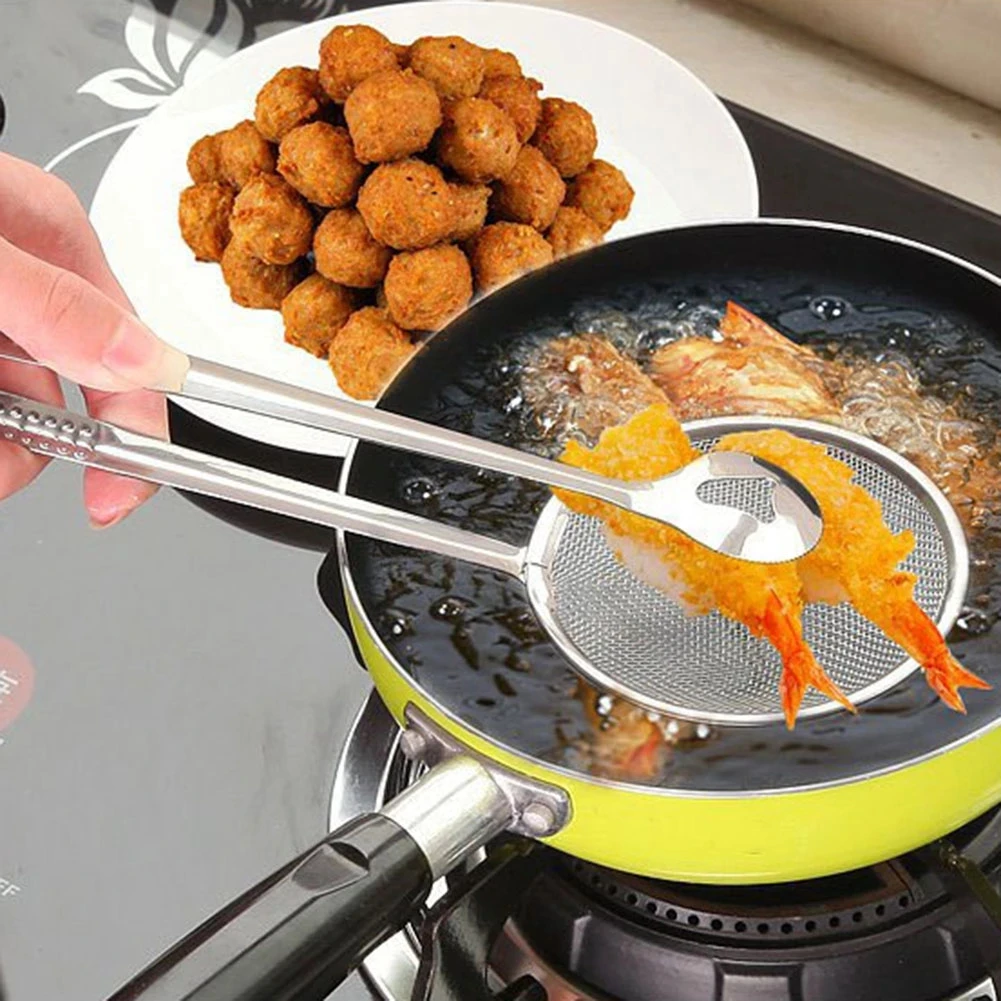 2023 SYCooking Tools Gadgets Stainless Steel Sieve Filter Spoon Fried Food Oil Colander Strainer Clip Handheld