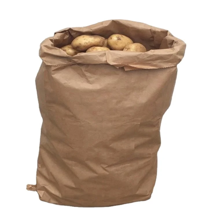 10kg Vegetable Potato onion Packaging Bag Paper bag with handle mesh net window Potato bags