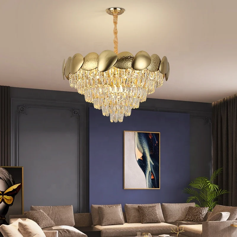 high ceiling contemporary light chandelier specification ,modern k9 titanium gold luxury lamp crystal stainless steel chandelier