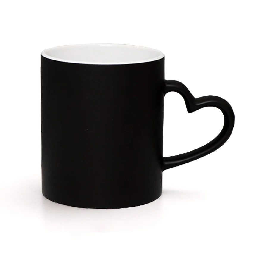 wholesale 11oz ounce tea beer coffee cup custom heart blank sublimation color change magic ceramic mug 11 oz