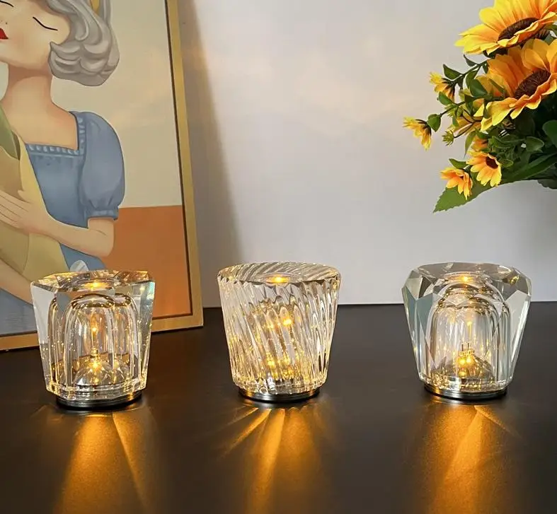 2023 Creative 3 Lighting Modes LED Crystal Table Night Lamp Restaurant Bar Atmosphere USB Night Light