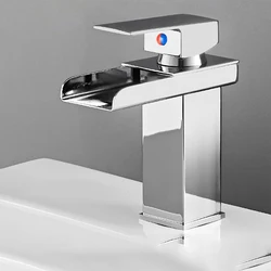 Brass Square Basin Faucet Single Handle Matte Black Mixer Taps Copper Basin Mixer Faucets With Led Lights