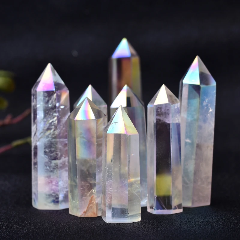 Оптовая продажа точечные натуральные кристаллы Aura прозрачные кварцевые Исцеляющие камни украшение кварцевой башни
