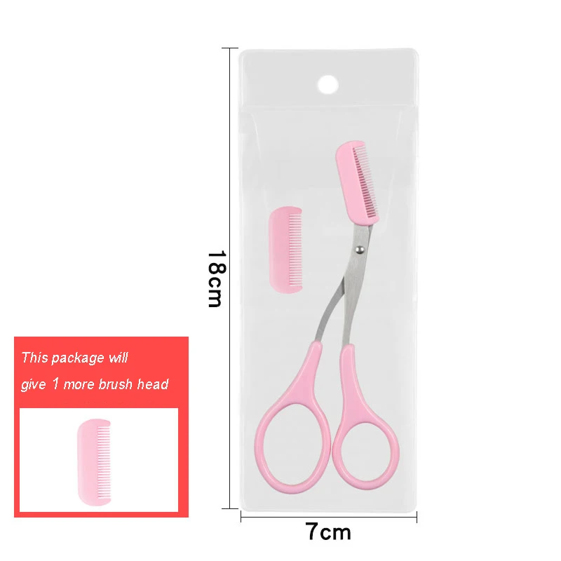 Поддержка небольшого минимального заказа, частный логотип, ножницы из нержавеющей стали для стрижки бровей с расческой