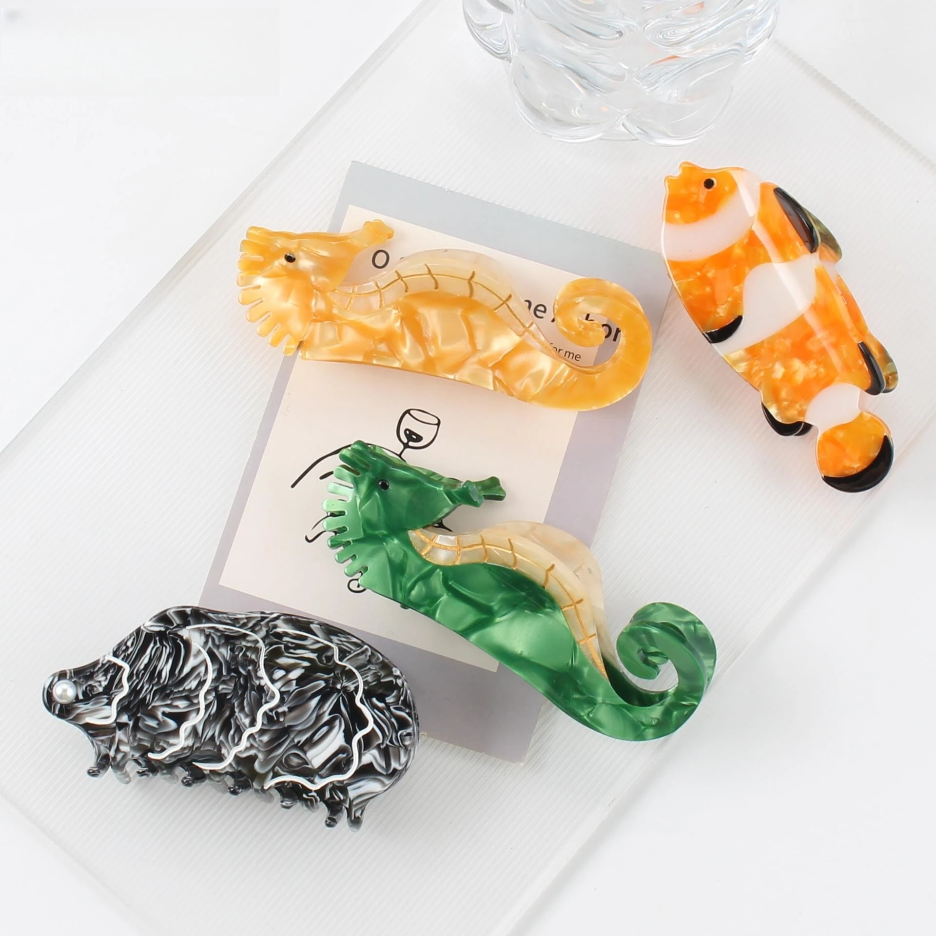 Ocean Series Large Grab Clip Clownfish Seahorse Shell Crayfish Animal Shark Clip Hair Accessories Hair Clip