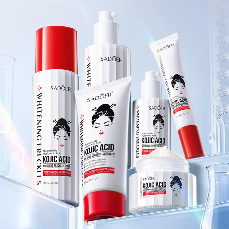 OEM SADOER Custom Kojic Acid Whitening Freckles 6-piece set Wholesale Face Beauty Products Organic Soothing Repair Skin Care Set