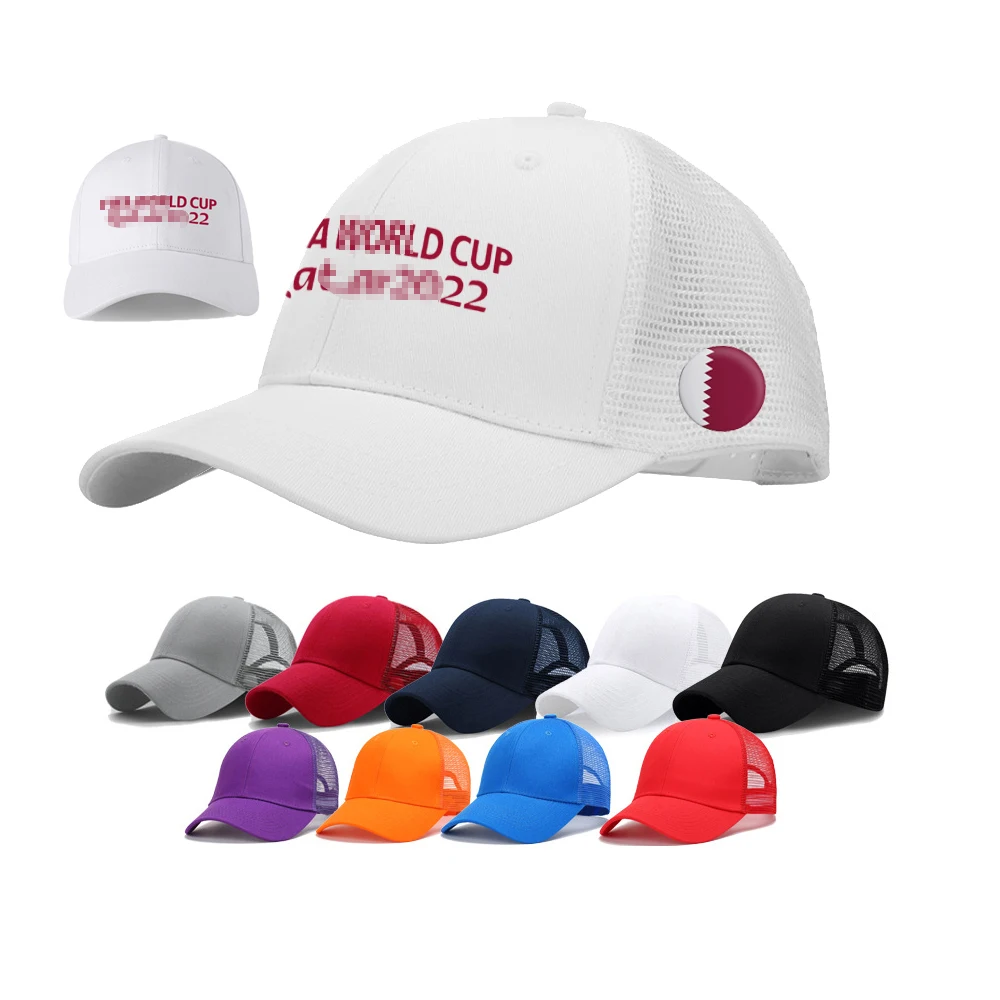 2022 Custom Ryder Qatar Soccer Cup Trucker Hats 6 Panel Net Hats Men Mesh Richardson 112 Trucker Hat Cap With Custom Logo