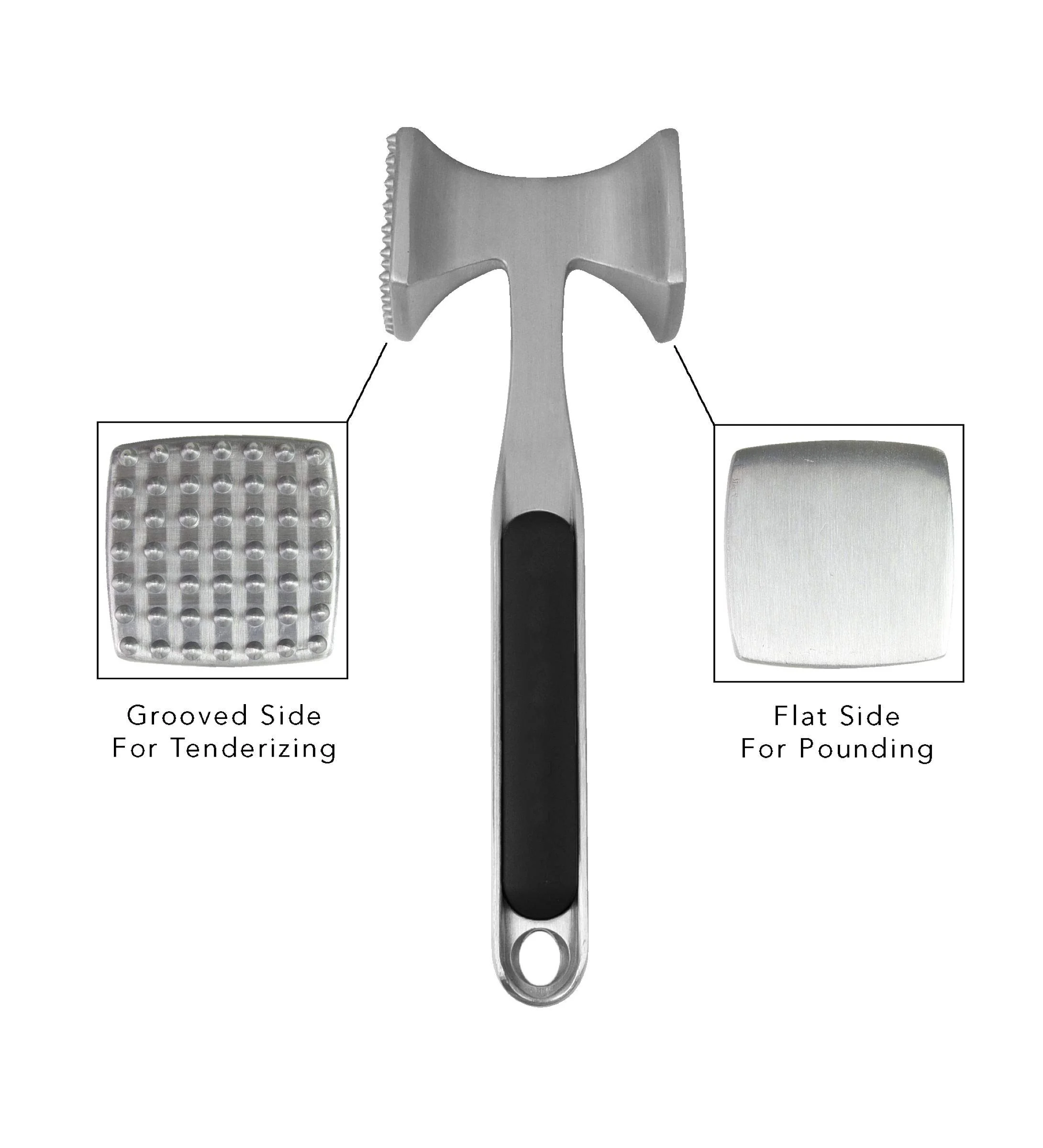 Non Slip Aluminum Alloy Kitchen Meat Mallet Manual Beef Steak Meat Tenderizer Hammer