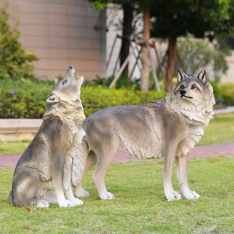 Custom Animal Craft Statue Garden Decoration Ornament Fiberglass Resin Glowing Wolf Sculpture