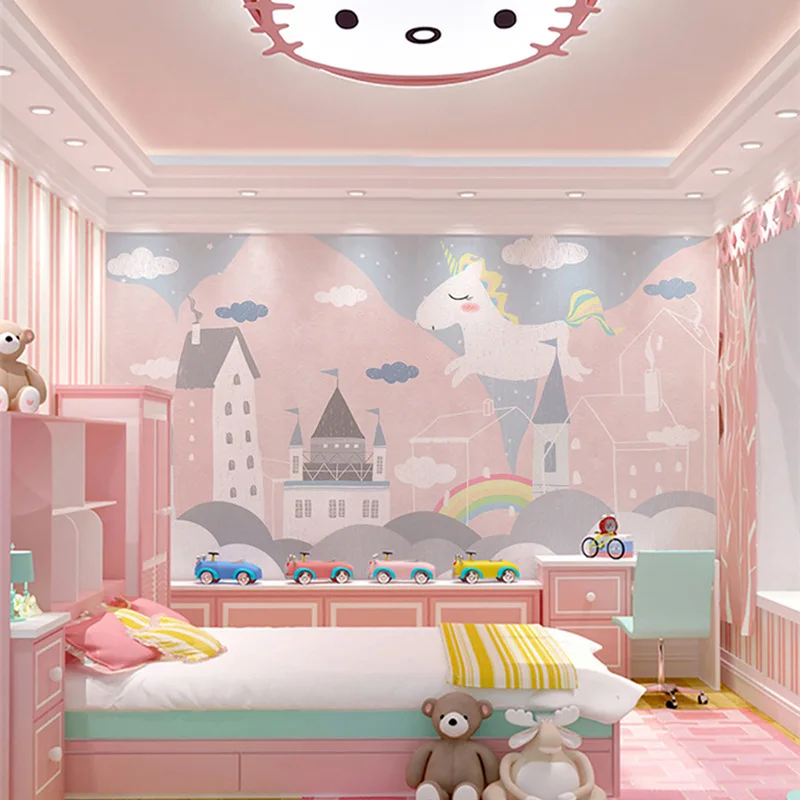 Cross-border hot sale cartoon children girl room soft 	 wallpapers/wall coating