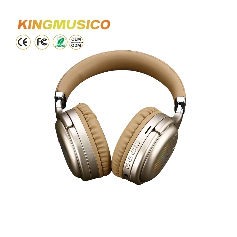 Настраиваемые складные Bluetooth-наушники-OEM Shenzhen Factory-Беспроводная стерео Музыкальная гарнитура с микрофоном и светодиодными лампами
