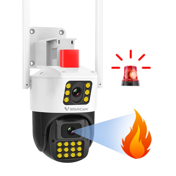 New design hot Selling 4G security Fire detection CCTV Security IP Camera Outdoor Dual Lens network camera