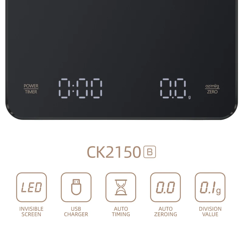 small mini USB-c Rechargeable Kitchen Scale 3kg Digital Automatic Timer Function Drip Coffee Scale