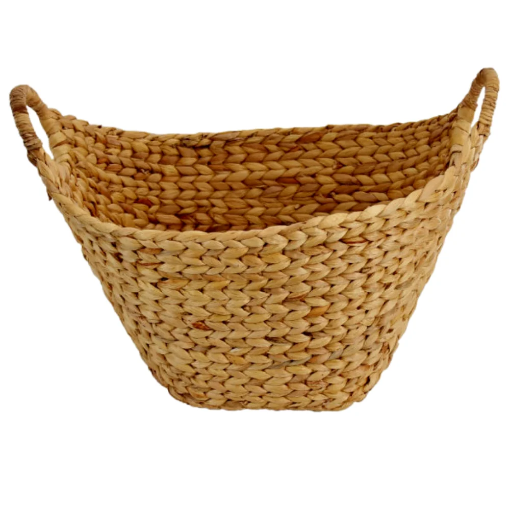 OEM ODM Wholesale Handmade Wicker Boat-Shaped Water Hyacinth Basket Natural Color Ready To Ship From Viet Nam