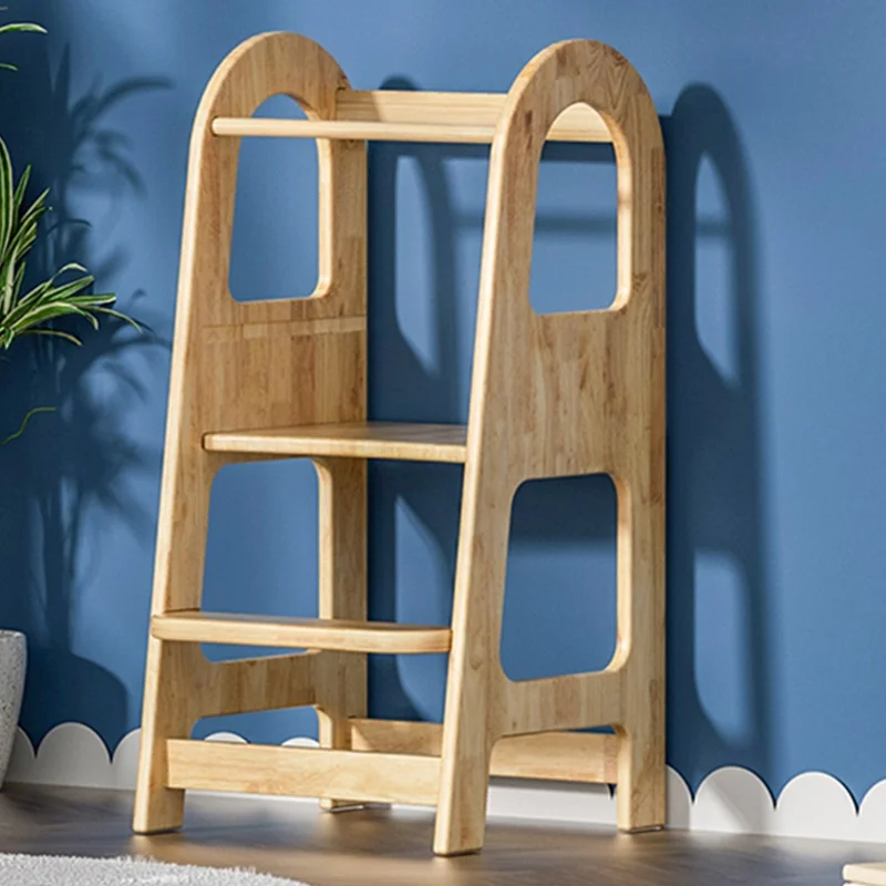 Wooden Learning Tower for Kids Foldable round Ottoman Bench for Dining & Bedroom for Sink & Heightening Kitchen Wash Toddlers