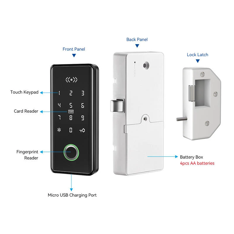 RFID digital keyless smart code remote ttlock app keypad password drawer locker furniture cabinet door locks