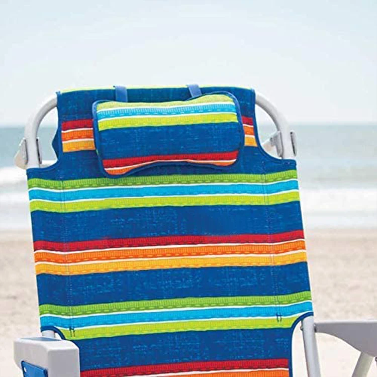 Wholesale Portable Folding Aluminum Beach Lounge Chair Stripes Backpack Beach Chair