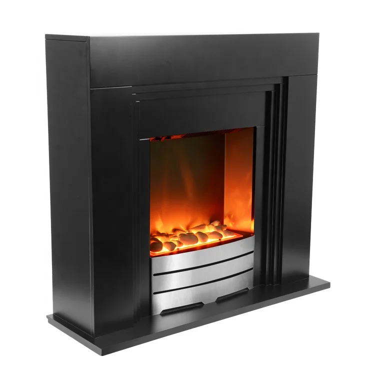 15' Classical Button Home Decor with Black Wooden Mantel ERP Electric Fireplace Stove Heater