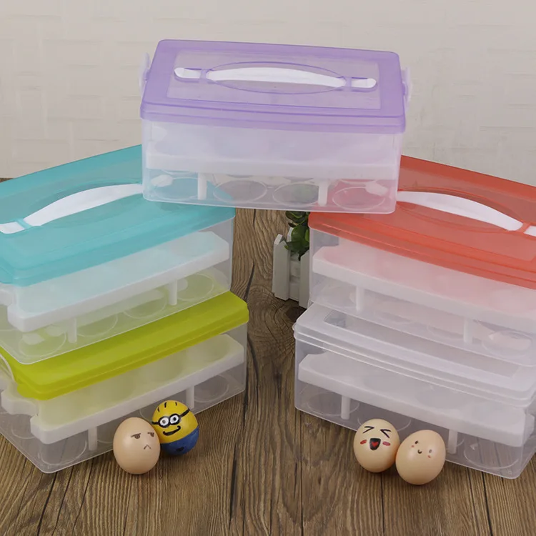 Portable 24-grid plastic transparent egg box anti-collision storage box refrigerator storage preservation egg tray container