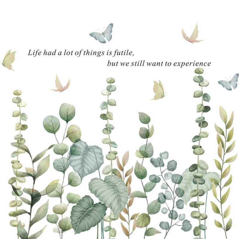 
Wall stickers tropical leaves literature and art fresh living room bedroom dormitory self paper door plant flower decoration 