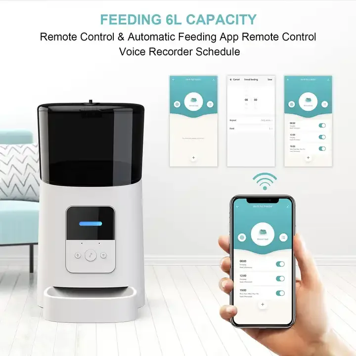 Petdom Smart 6L Capacity Automatic Cat Dog Feeder Wifi Mobile Phone App Remote Control Automatically Bowl Pet Feeder