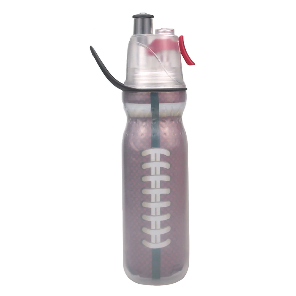 Football design double wall mist lock water bottle NFL sport club logo plastic sport cold plastic water bottle