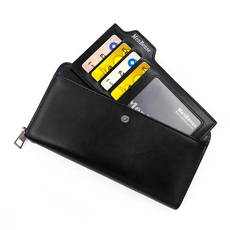 New Arrival Business Long Men Wallet Retro Purse Zipper Large-capacity Clutch Strap Mobile Phone Bag