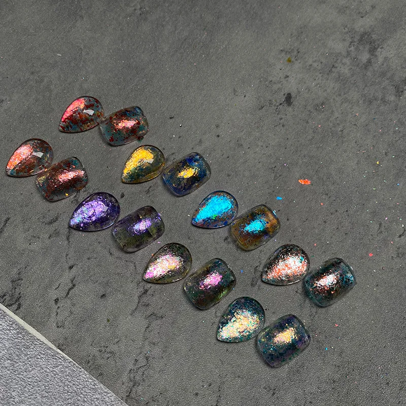 Magic cloud chameleon rainbow flakes pigment nail art uv gel polish solvent resistant decoration