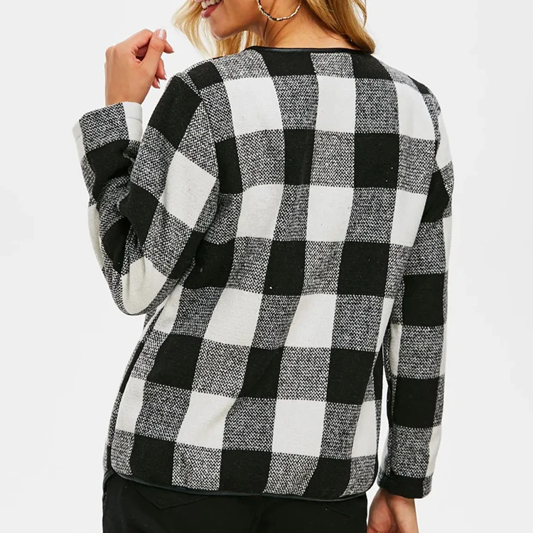 2021 fashion casual checked draped tweed women jackets clothing oversized cotton women coats